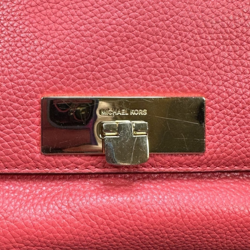Michael Kors Callie Pebbled Pink Leather Top Handle Purse Satchel Bag No Strap - Picture 2 of 14